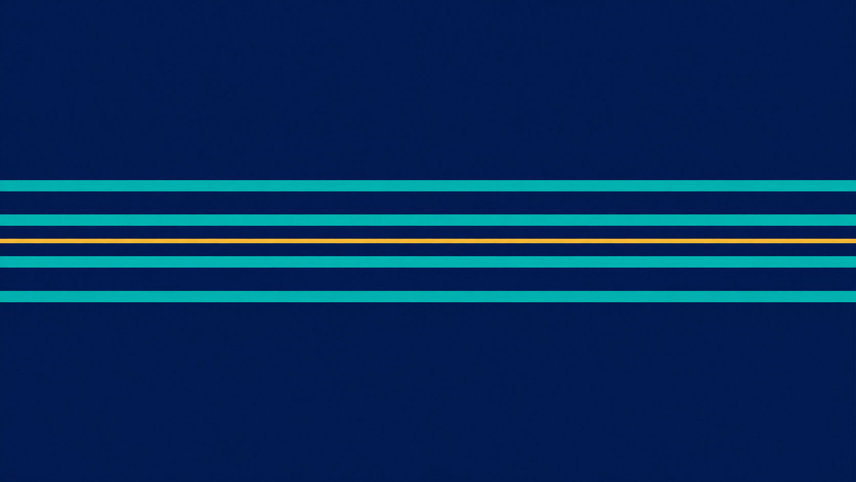 MacroOdds illustration on a deep navy field: four horizontal teal rails stacked at slightly different heights forming a narrow corridor across the frame, with a single thin amber line running the full width between the two middle rails without touching either of them