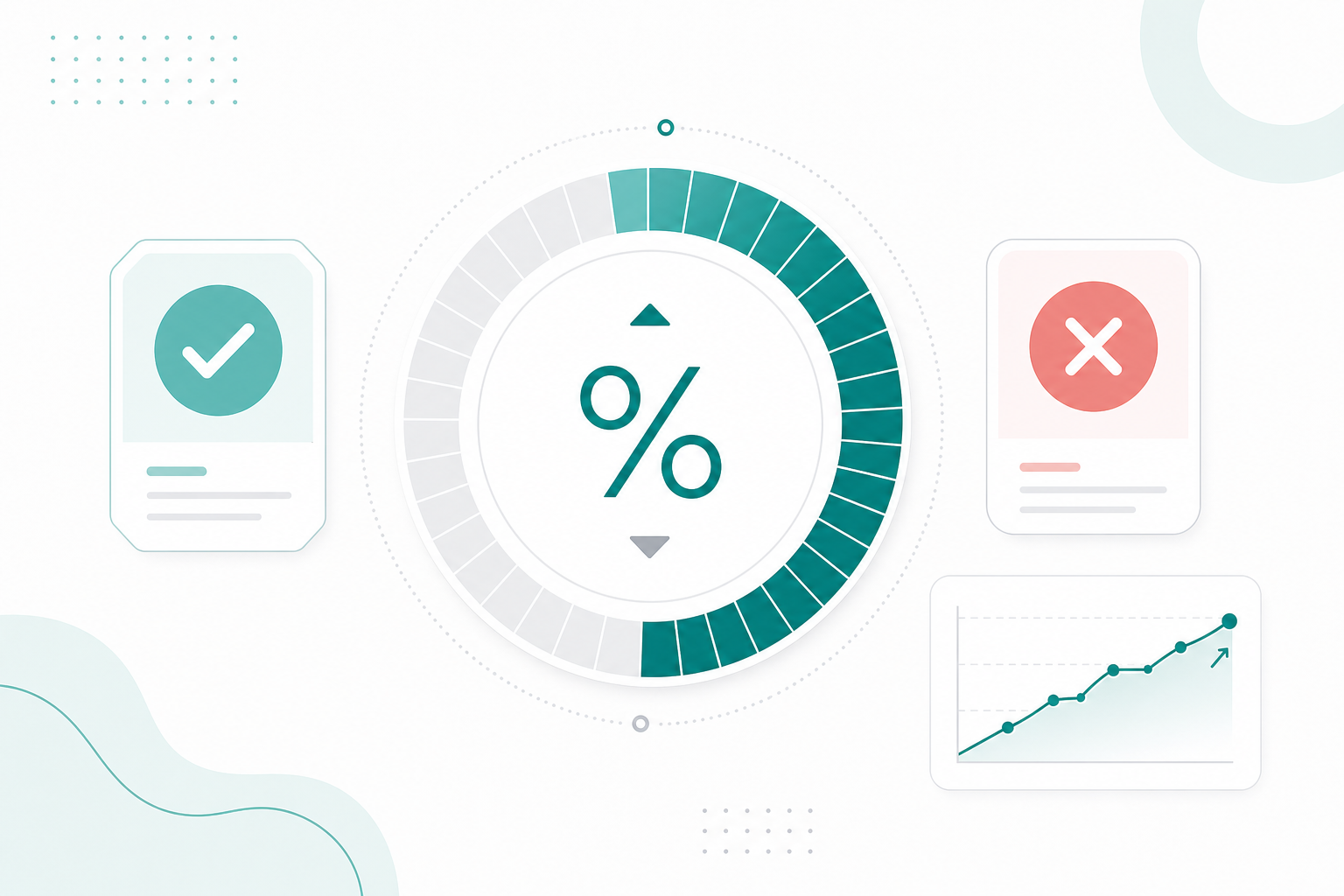 Illustration of a prediction market with a probability dial and yes/no outcome tokens